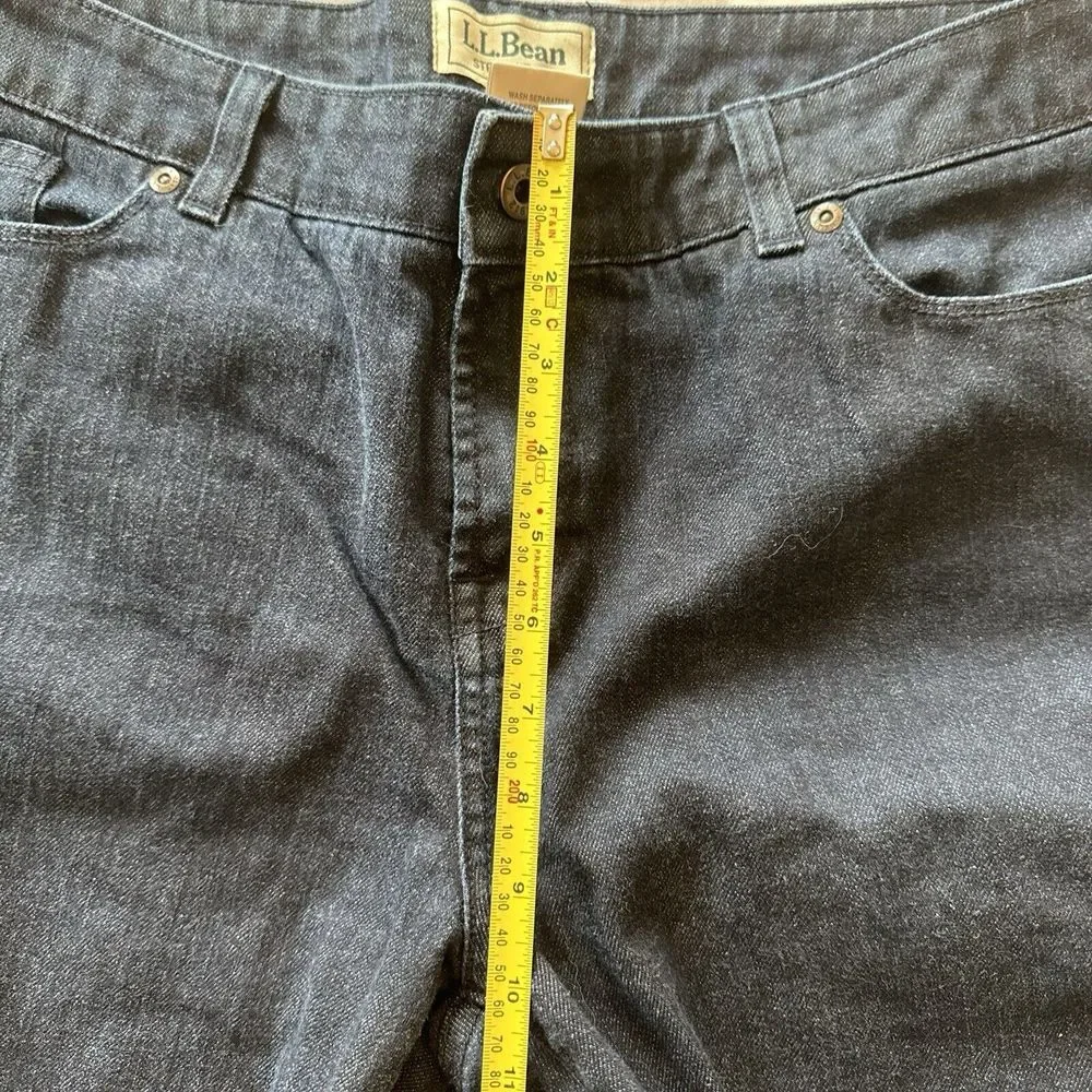 L.L. Bean Women's 14 Jeans Straight Fit Dark Wash Denim Flap‎ Pockets
